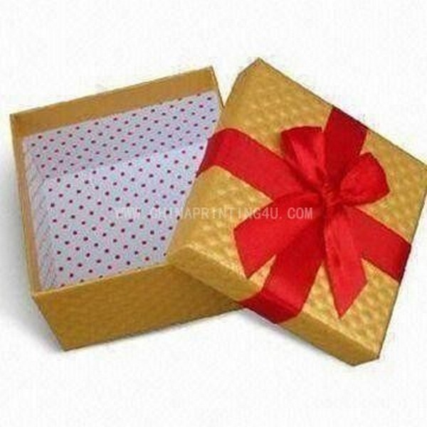 Paper Gift Box With Satin Ribbon Handle 
