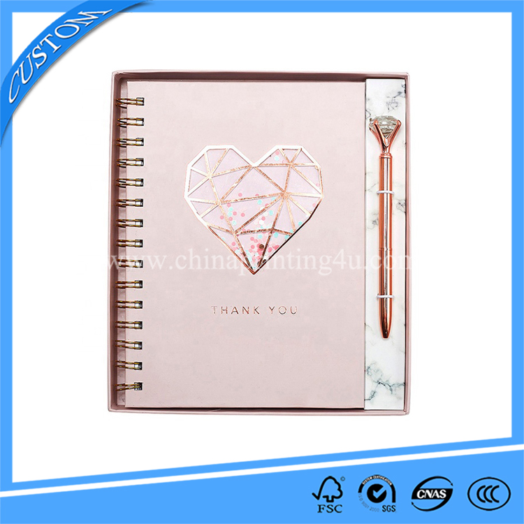 Custom Luxury Rose Gold Foil Office Gift Notebook Set Printing