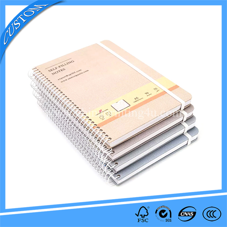Custom A5 Size Notebook Spiral Diary Printed Inner Page With Recycled Paper With Elastic Closure